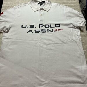 U.S. Polo Assn. White Polo with Red and Black Accents XL